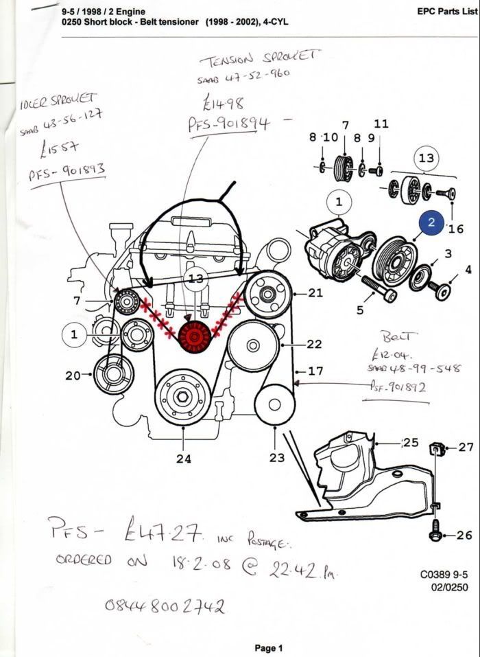 UKSaabs • View topic - 9-5 alternator/accessory belt